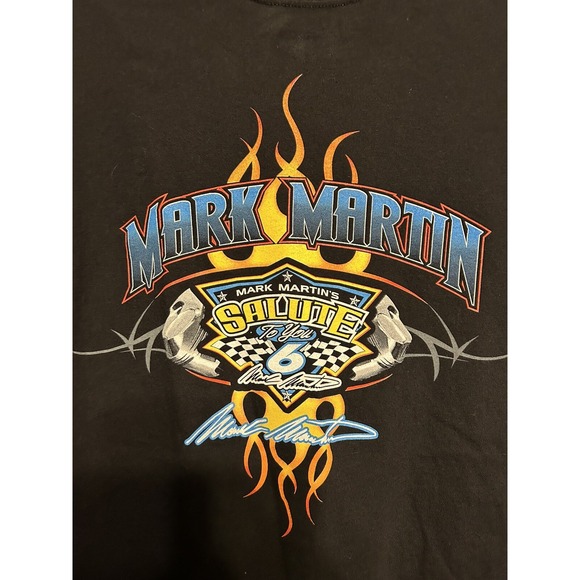 MARK MARTIN #6 SALUTE TO YOU NASCAR VINTAGE‎ BLACK T SHIRT SIZE 3XL DOUBLE SIDED - Picture 2 of 5